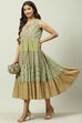 Pink Cotton Flared Fusion Printed Dress image number 5