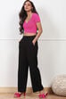 Black Solid Relaxed Fit Pants image number 0