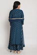 Peacock Blue Viscose Straight Kurta Palazzo Suit Set image number 5