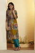 Berry Pink Poly Viscose Floral Straight Kurta image number 0