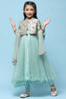 Ivory Cotton Blend Anarkali With Jacket Printed Suit Set image number 0