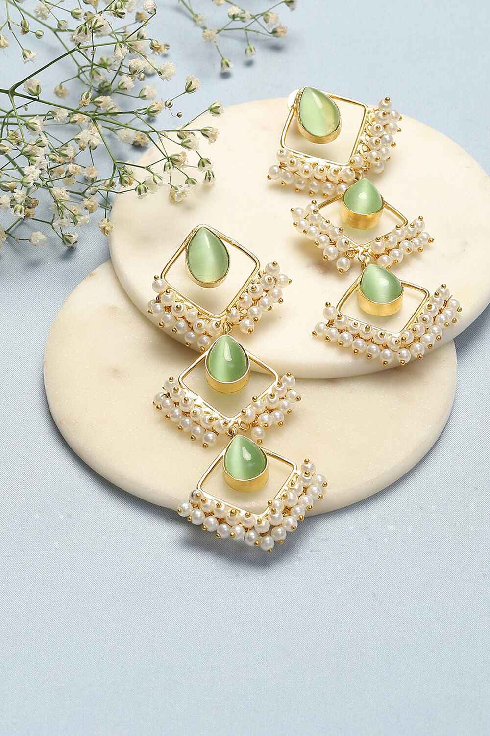 Mint Green Brass Earrings image number 0
