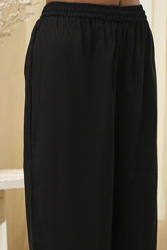 Black Cotton Blend A Line Suit Set image number 2