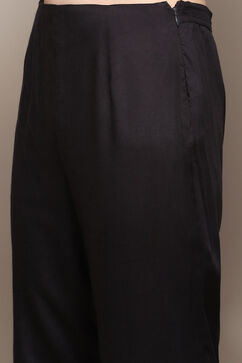Black Rayon Straight Kurta Pant Suit Set image number 2