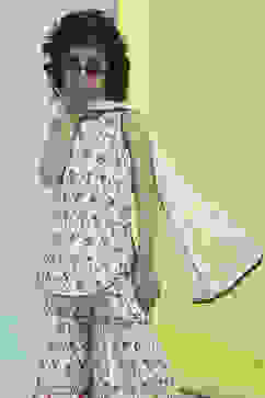 Off-White Cotton Straight Printed Suit Set image number 0