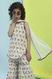 Off White Cotton Sharara Suit Set image number 0