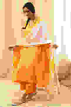 Yellow Bandhani Printed A-Line Suit Set image number 0