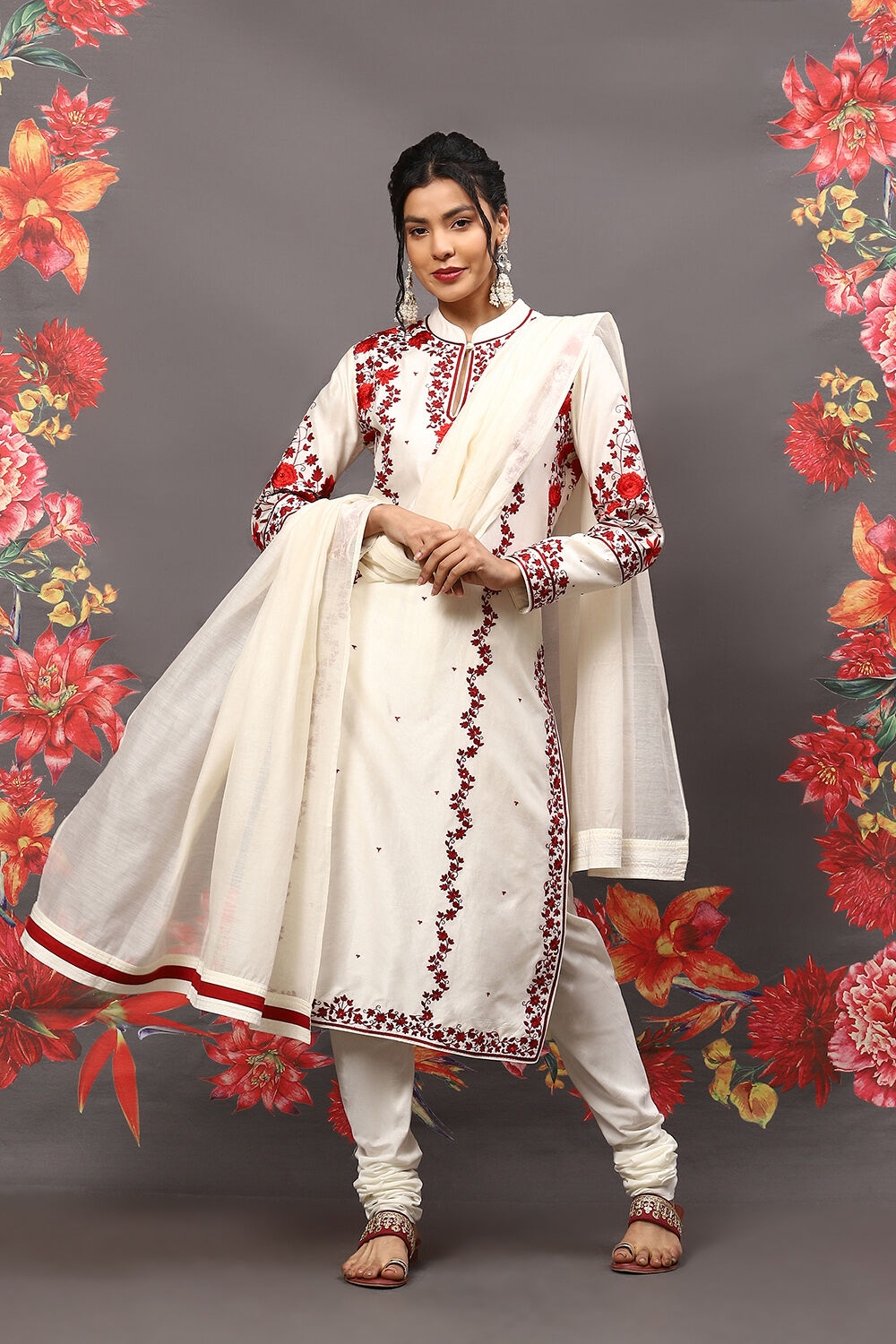 Indigo Cotton Blend Straight Kurta Suit Set image number 0