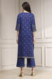 Blue Cotton Printed Straight Suit Set image number 4