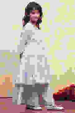 Lilac Cotton Angrakha Tiered Kurta Set image number 5