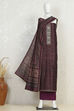 Wine Silk Blend Hand Embroidered Unstitched Suit Set image number 4