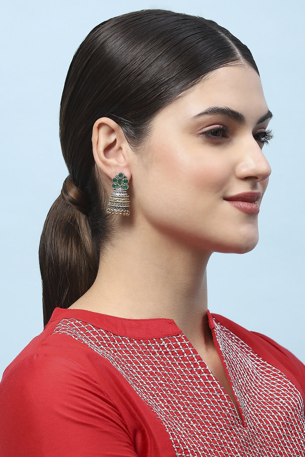 Green Oxidised Casual Jhumka image number 1