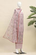 Pink Linen Unstitched Suit Set image number 4