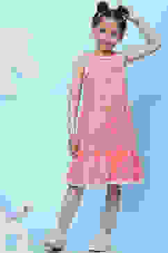 Pink Cotton A-Line Printed Dress image number 5