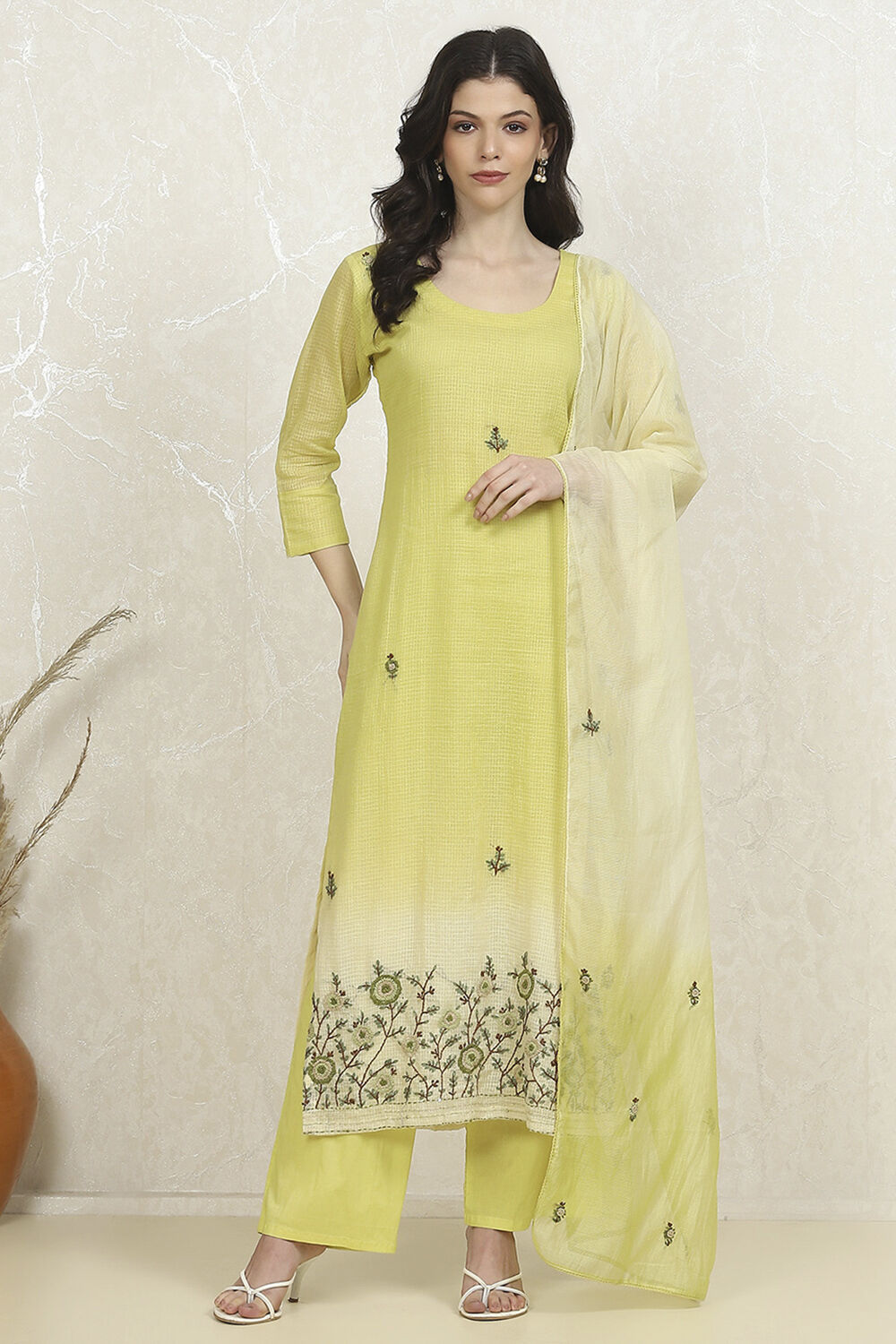 Pink Cotton Hand Embroidered Unstitched Suit Set image number 7