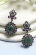 Pink Green Brass Drop & Danglers image number 0