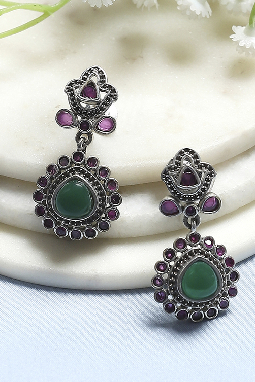 Pink Green Brass Drop & Danglers image number 0