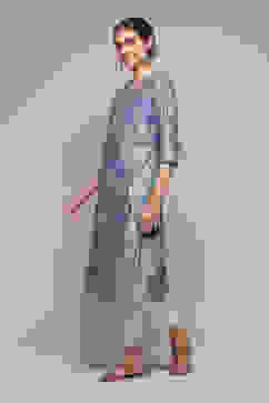 Blue Polyester Straight Printed Kurta image number 2