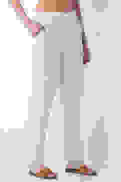 Off White Cotton Narrow Pants image number 3