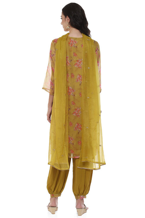 Pink Organza Digital Print Unstitched Suit Set image number 6