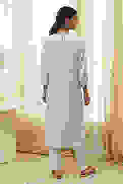 Aqua Solid Gathered Straight Kurta image number 3