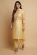 Yellow Art Silk Straight Kurta Regular Pant Suit Set