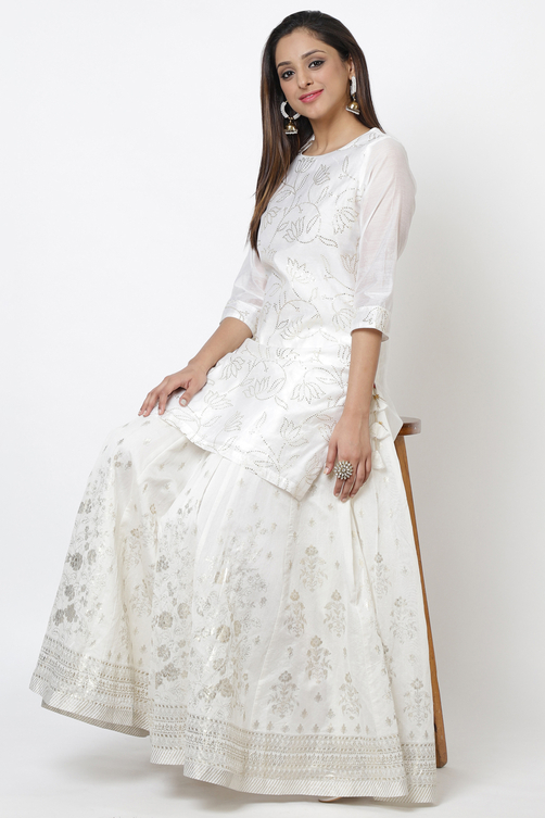 Blue Art Silk Short Yarndyed Kurti image number 0