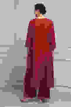 Maroon Embroidered Kalidar Suit Set image number 4