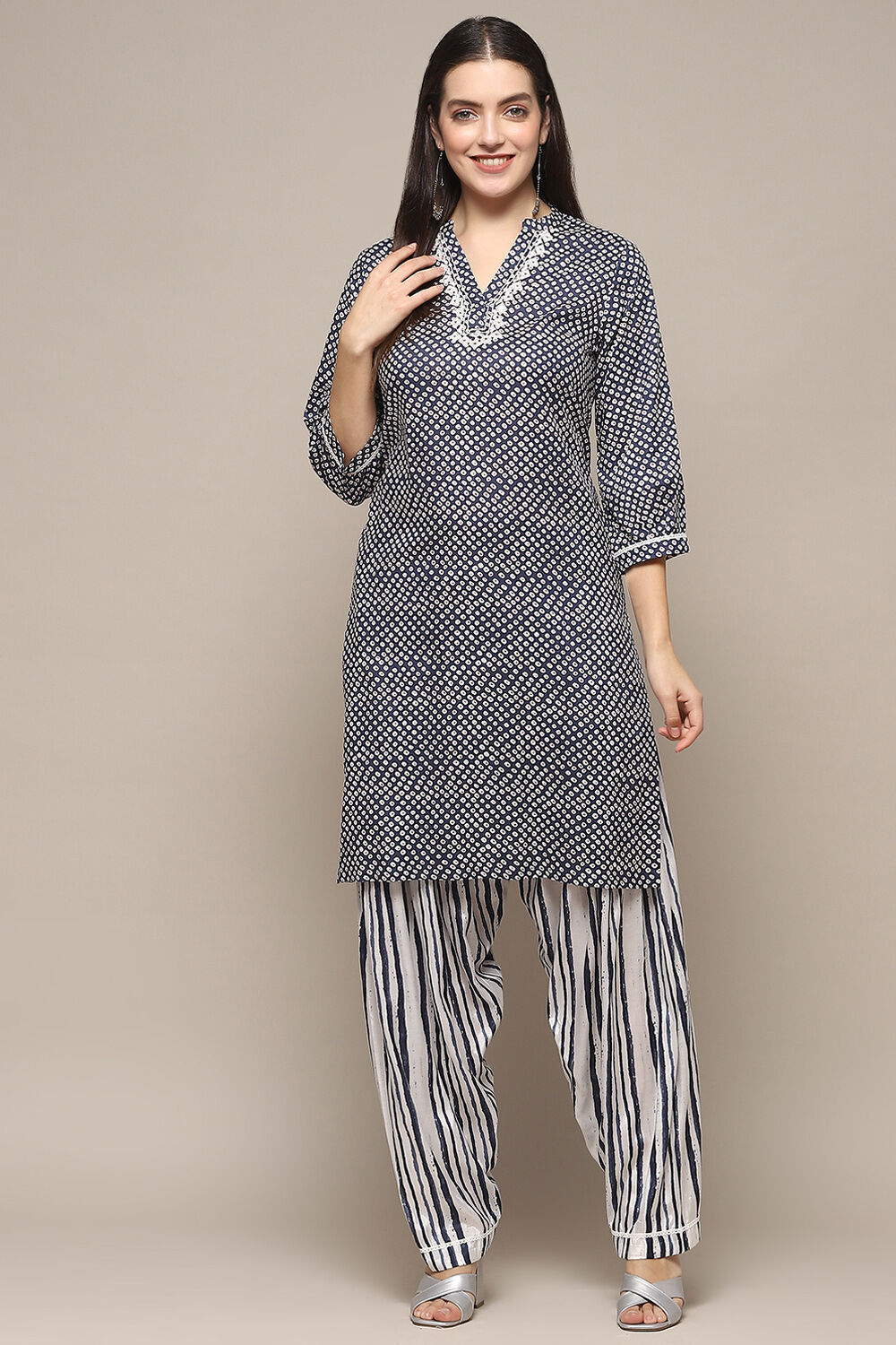 Red Modal Straight Kurta Cross Yoke Salwar Suit Set image number 6