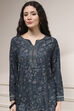 Indigo Polyester Straight Printed Short Kurta image number 1