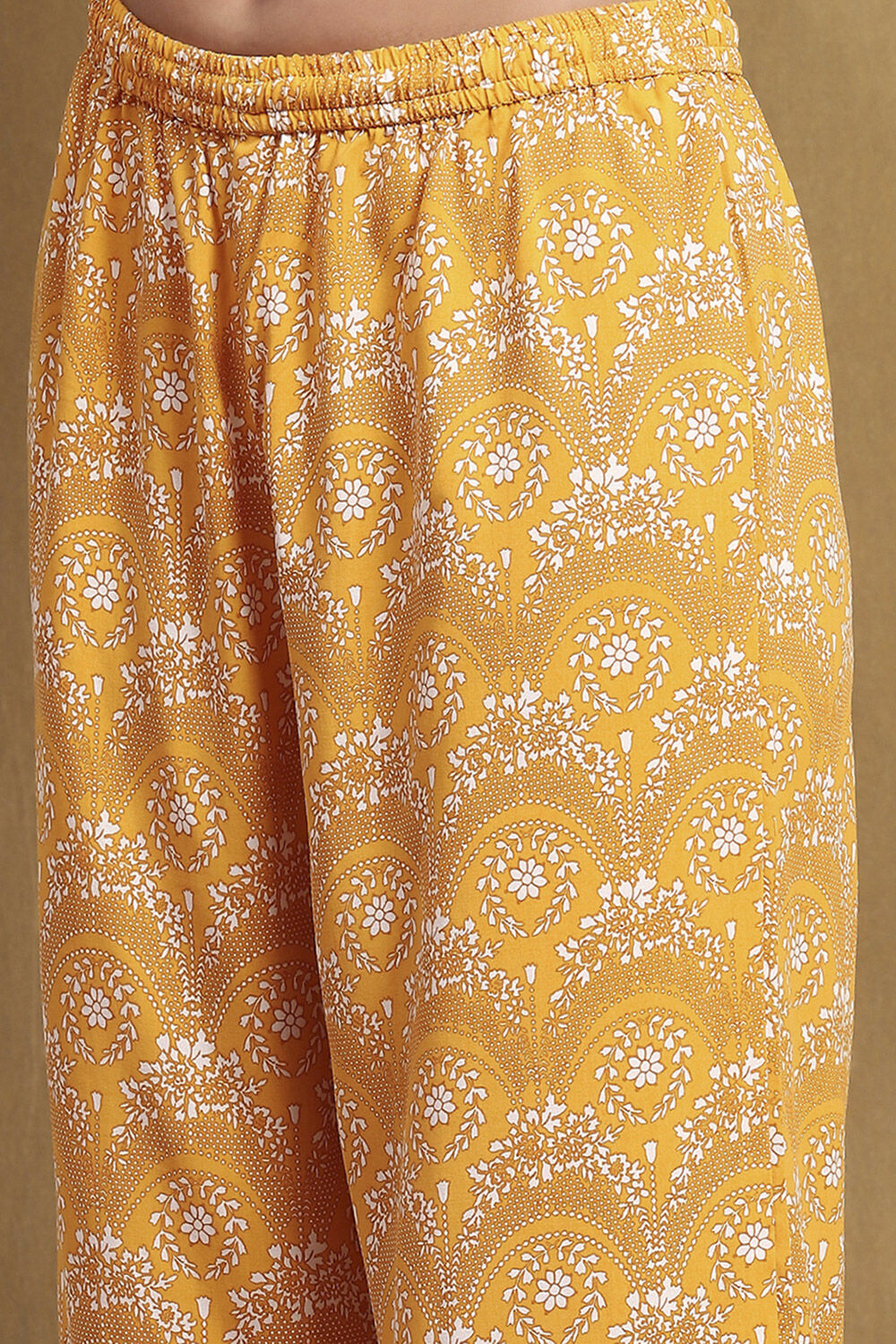 Yellow Printed Kalidar Suit Set image number 2