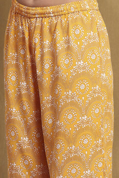 Yellow Printed Kalidar Suit Set image number 2