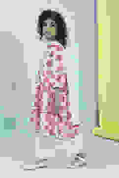 Red and White Cotton Floral Tiered Suit Set image number 3