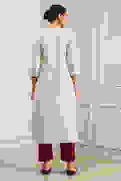 Beige Cotton Machine Embroidered Unstitched Suit Set image number 4