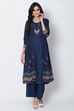 Indigo Viscose Front Open Printed Kurta image number 0