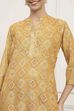 Yellow Silk Blend Printed Unstitched Suit Set image number 2
