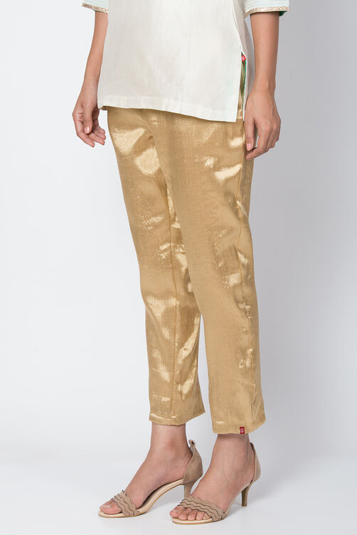 Gold Cotton Blend Yarndyed Pant image number 2