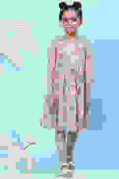 Peach Cotton A-Line Printed Dress image number 0