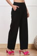 Black Solid Relaxed Fit Pants image number 4