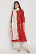 Red Art Silk Printed Kurti image number 1
