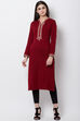 Black Poly Cotton Winter Yarndyed Kurta image number 0