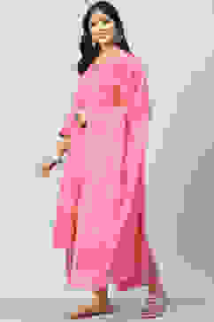 Blush Pink Straight Kurta Palazzo Suit Set image number 0