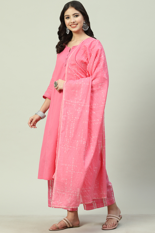 Blush Pink Straight Kurta Palazzo Suit Set image number 0