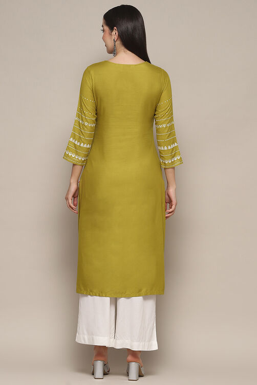 Pink Rayon flax Relaxed Kurta Palazzo Suit Set image number 4
