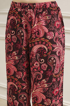 Brown Printed Straight Suit Set image number 2