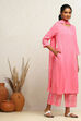 Pink Cotton Solid Straight Suit Set image number 5