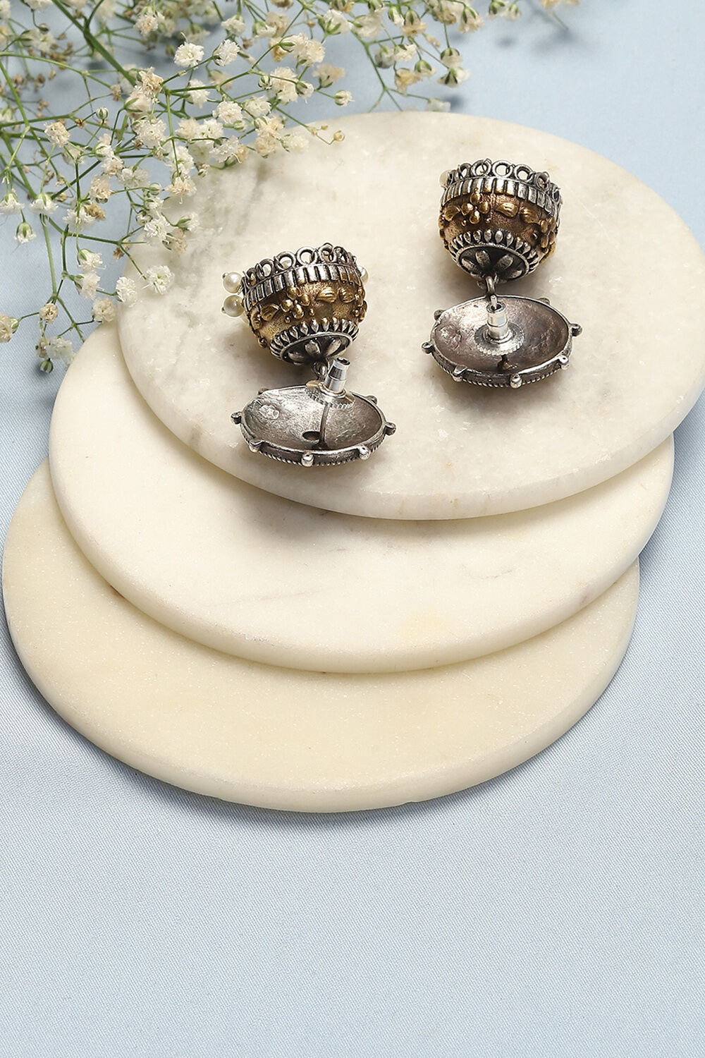 Oxidised Gold Brass Earrings image number 2