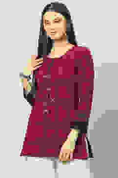 Blue Poly Metallic Straight Printed Kurti image number 2