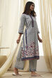 Off-White Cotton Printed Straight Suit Set image number 5