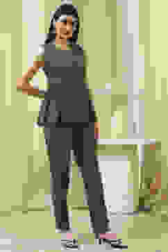 Olive Green Solid Straight Co-ord Set image number 2